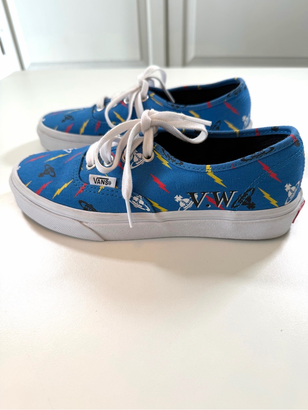 Vans x Vivienne Westwood Authentic Thunderbolt Orbs Sneakers Blue Canvas US 6.5